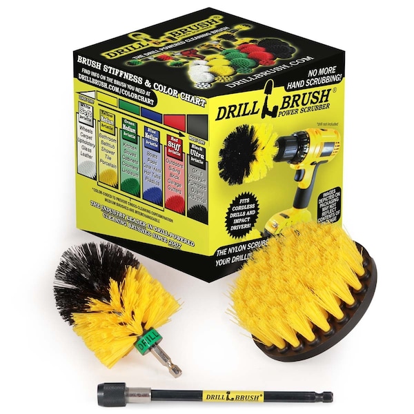 Drill Brush Power Scrubber By Useful Products 5 in W 5 in L Brush, Yellow Y-S-4M-5X-QC-DB - main